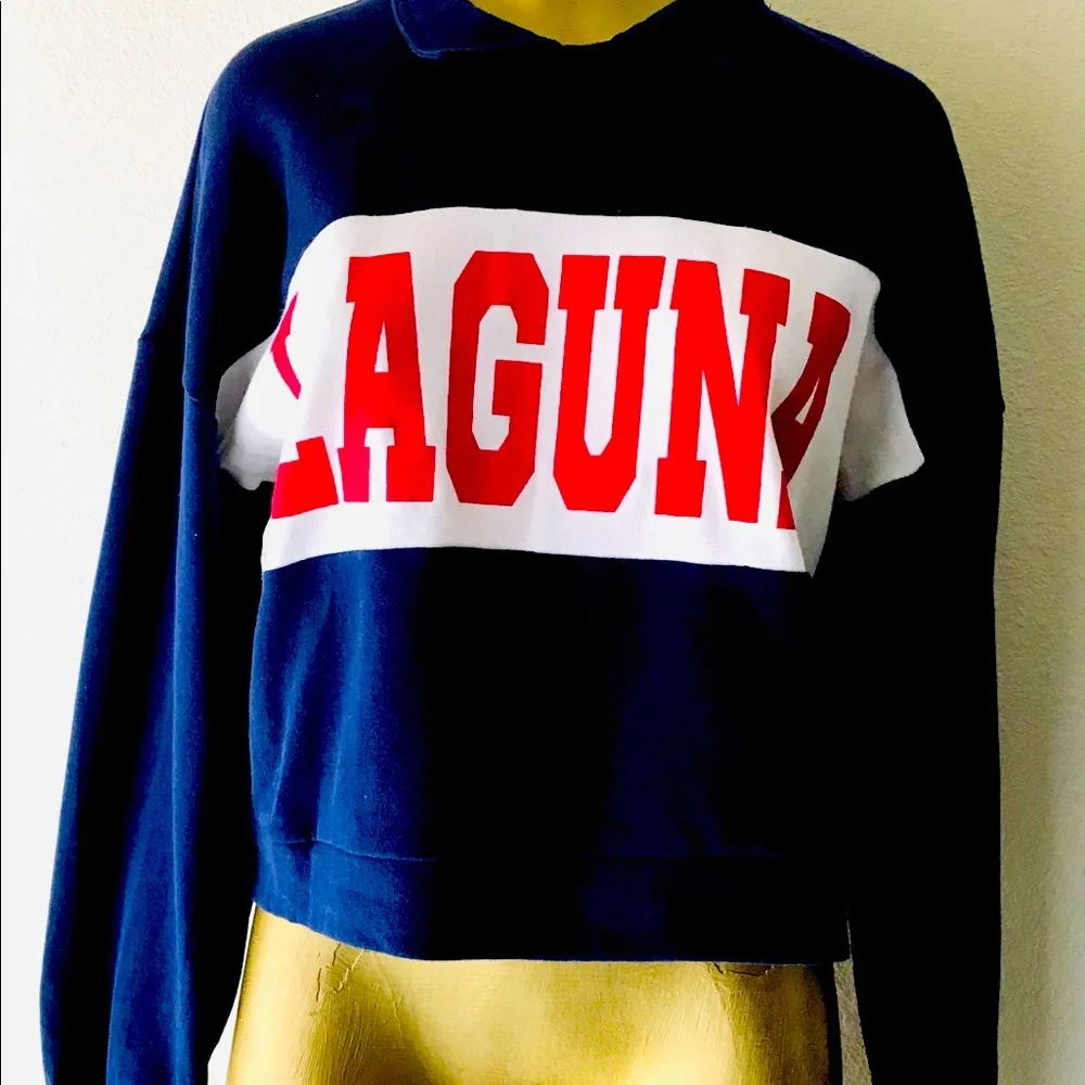 NWOT Wild Fable LAGUNA Collared Cropped SWEATSHIRT M - Picture 2 of 9